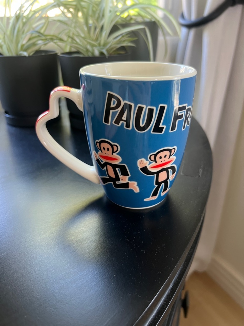 Paul Frank Blue Monkey Heart-Handle Ceramic Mug